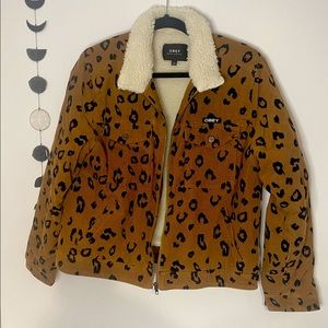 Obey Abbott Sherpa Leopard Print Corduroy Jacket